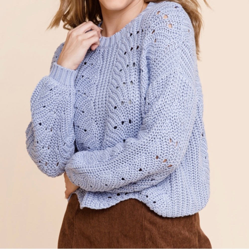 Alejandra Crewneck Pointelle Pullover Sweater